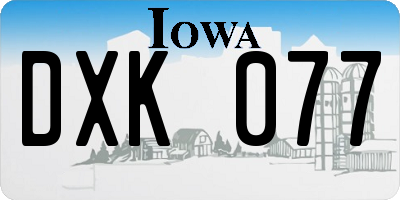 IA license plate DXK077