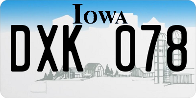 IA license plate DXK078