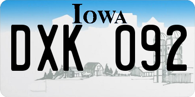 IA license plate DXK092
