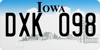 IA license plate DXK098