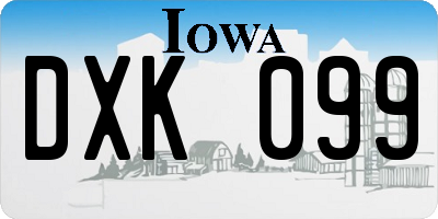 IA license plate DXK099