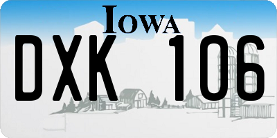 IA license plate DXK106