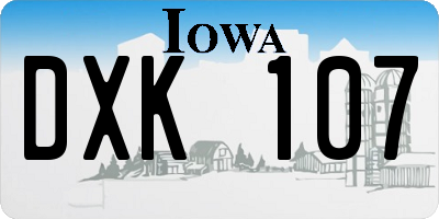 IA license plate DXK107