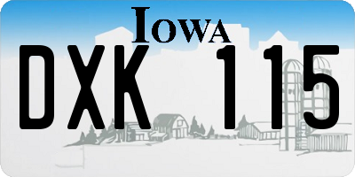 IA license plate DXK115