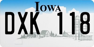 IA license plate DXK118