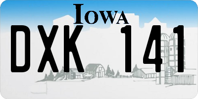 IA license plate DXK141