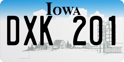 IA license plate DXK201