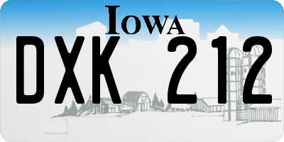 IA license plate DXK212