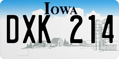 IA license plate DXK214