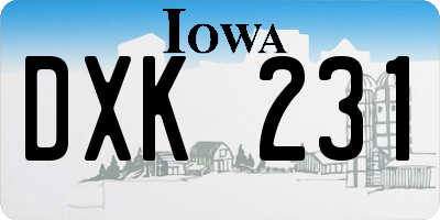 IA license plate DXK231