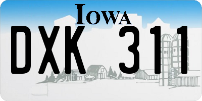 IA license plate DXK311
