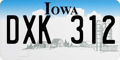 IA license plate DXK312
