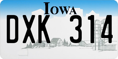 IA license plate DXK314