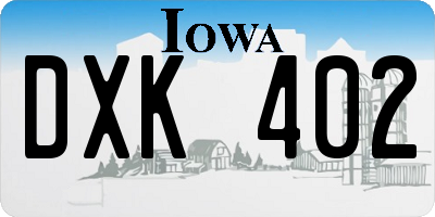 IA license plate DXK402