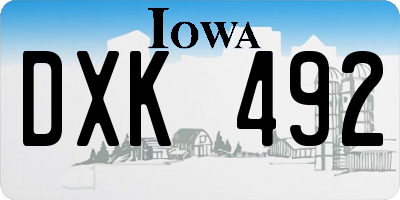 IA license plate DXK492