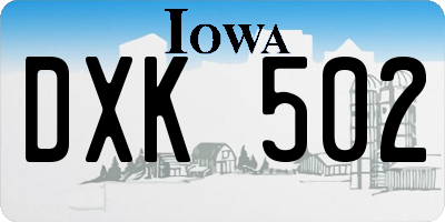IA license plate DXK502