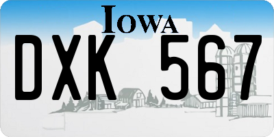 IA license plate DXK567