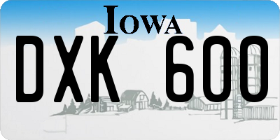 IA license plate DXK600