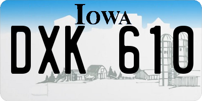IA license plate DXK610