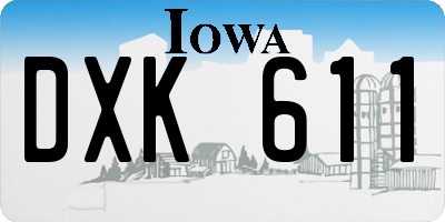 IA license plate DXK611