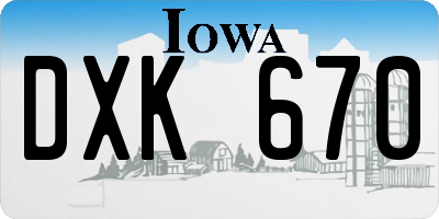 IA license plate DXK670
