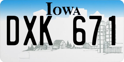IA license plate DXK671