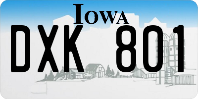 IA license plate DXK801