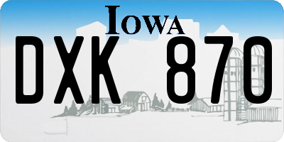 IA license plate DXK870
