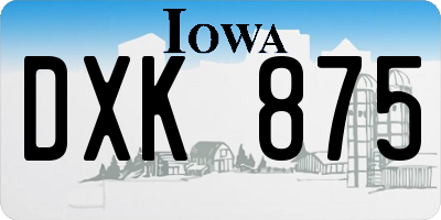 IA license plate DXK875