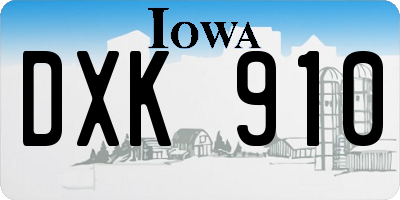 IA license plate DXK910