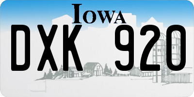 IA license plate DXK920