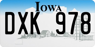 IA license plate DXK978