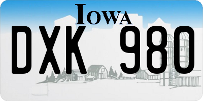 IA license plate DXK980