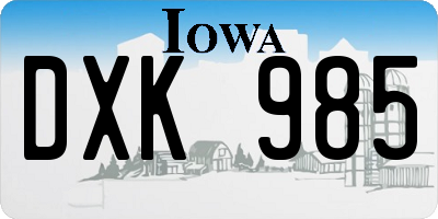 IA license plate DXK985