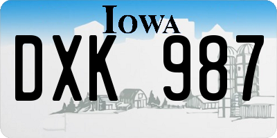 IA license plate DXK987