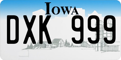 IA license plate DXK999