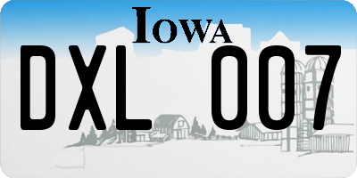 IA license plate DXL007