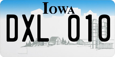 IA license plate DXL010