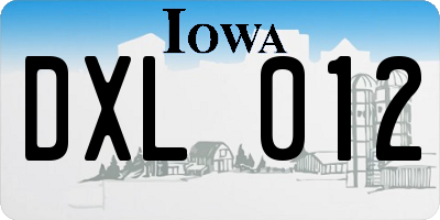 IA license plate DXL012