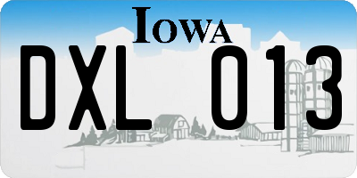 IA license plate DXL013