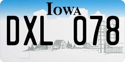 IA license plate DXL078