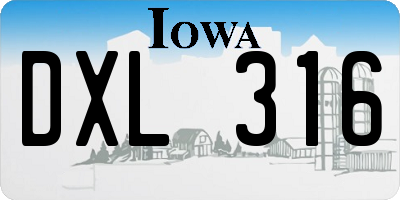 IA license plate DXL316