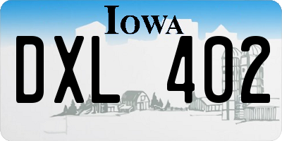 IA license plate DXL402