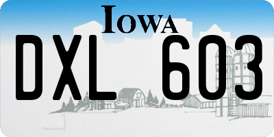 IA license plate DXL603