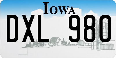 IA license plate DXL980