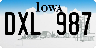 IA license plate DXL987