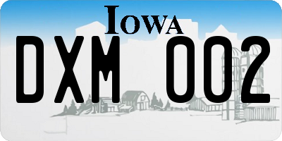 IA license plate DXM002