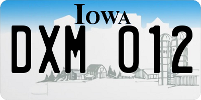 IA license plate DXM012