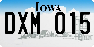 IA license plate DXM015