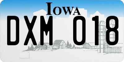 IA license plate DXM018